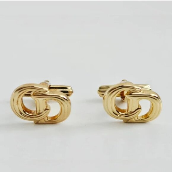 Christian Dior Vintage 1980sCD Logo Interlocking Cufflinks - Picture 1 of 5